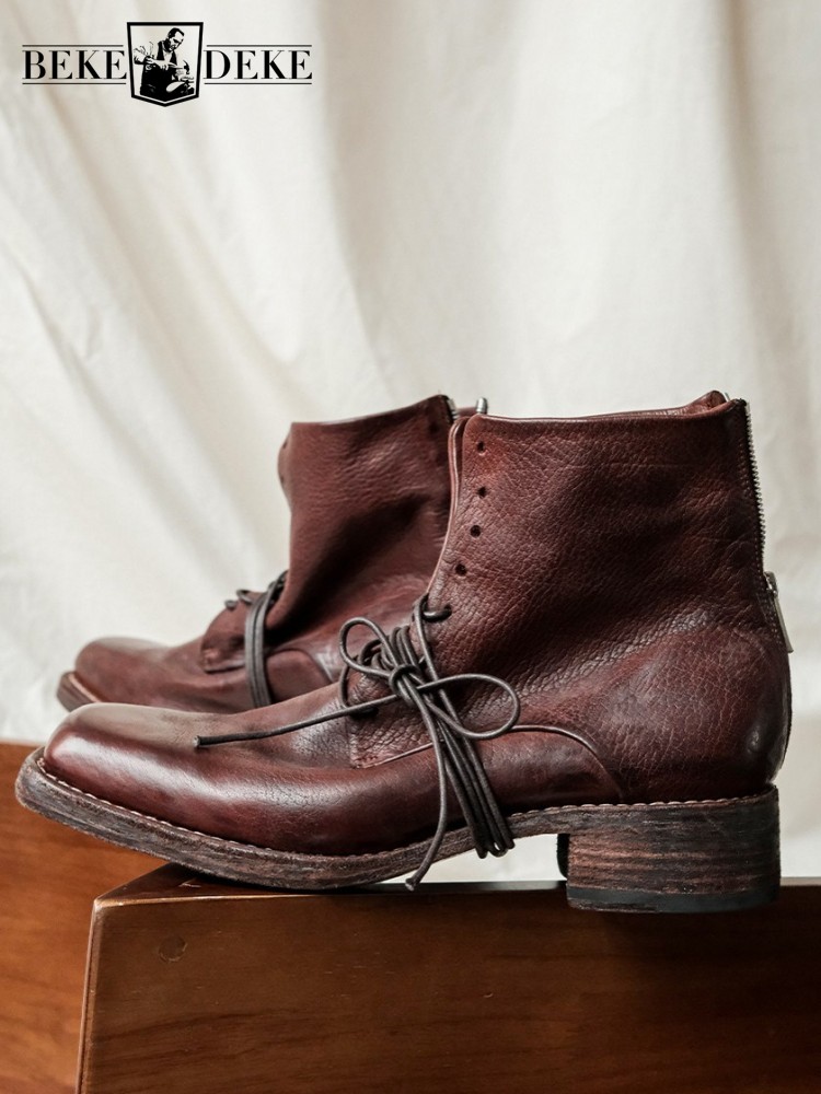 Men'S Shoes Zipper - Męskie buty retro na zamek, ze