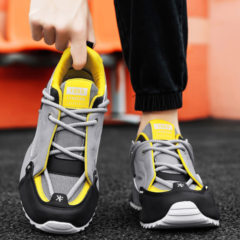 Men'S Shoes Yellow And Black - Szare, czarne i żółte masywne sneakersy