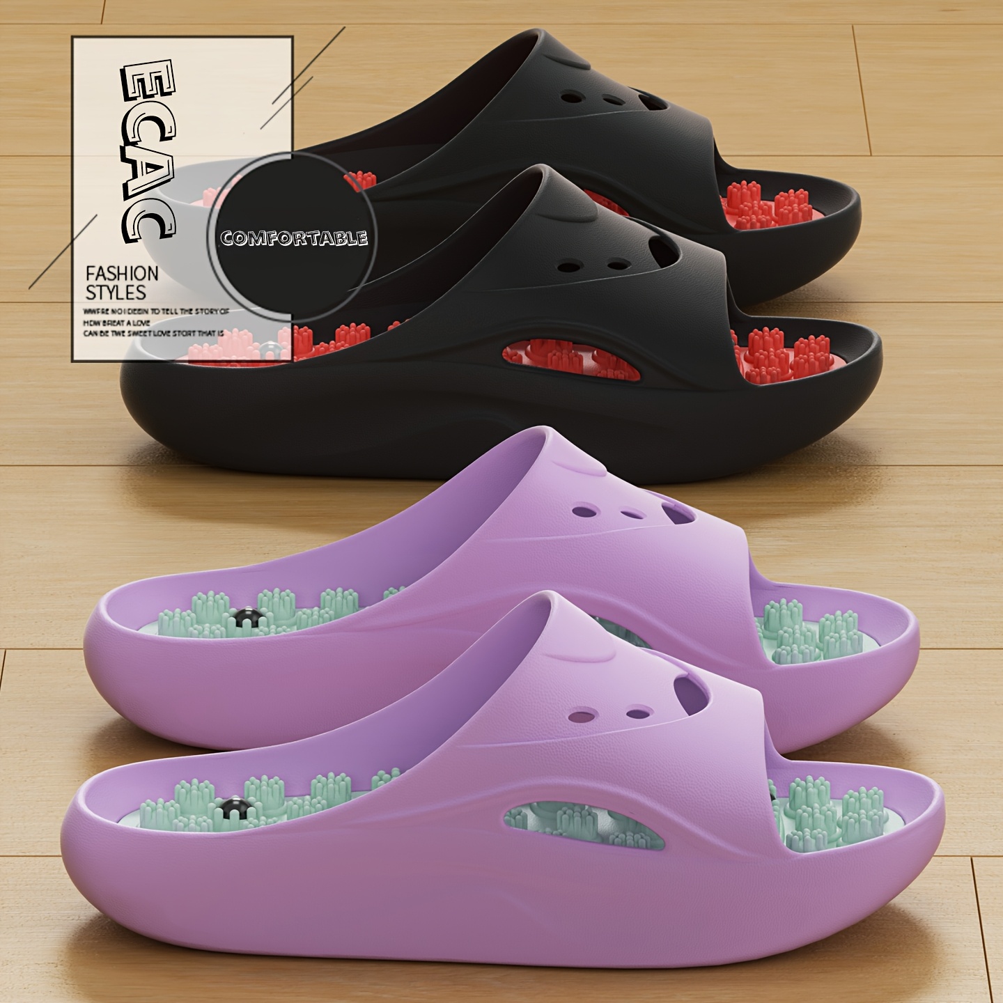 Men Shoes Size To Women - Damskie Męskie Klapki Masujące EVA z