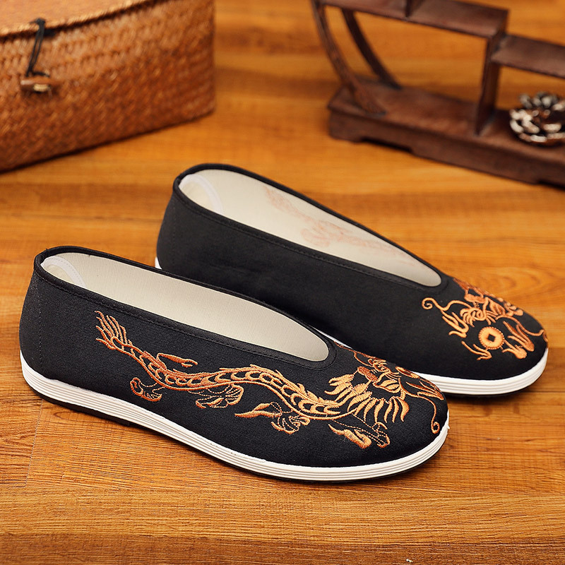Men'S Shoes Yellow And Black - Vintage chiński Kung Fu buty stare