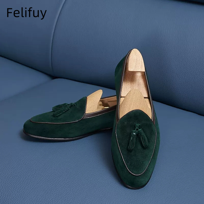 Men Shoes Kinds - Włoskie mokasyny męskie ze skóry zamszowej,