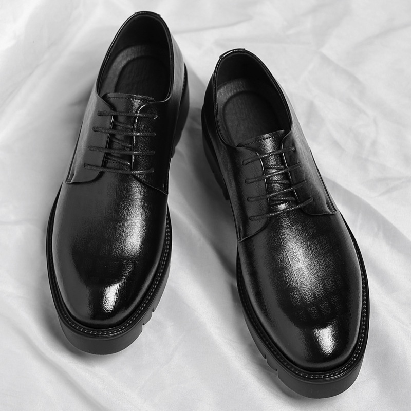 Men Shoes Official - Męskie skórzane buty biznesowe na grubej