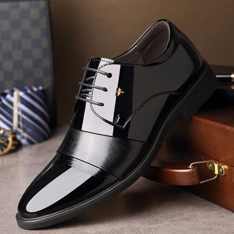 Men Shoes Formal - Męskie skórzane buty biznesowe z okrągłym