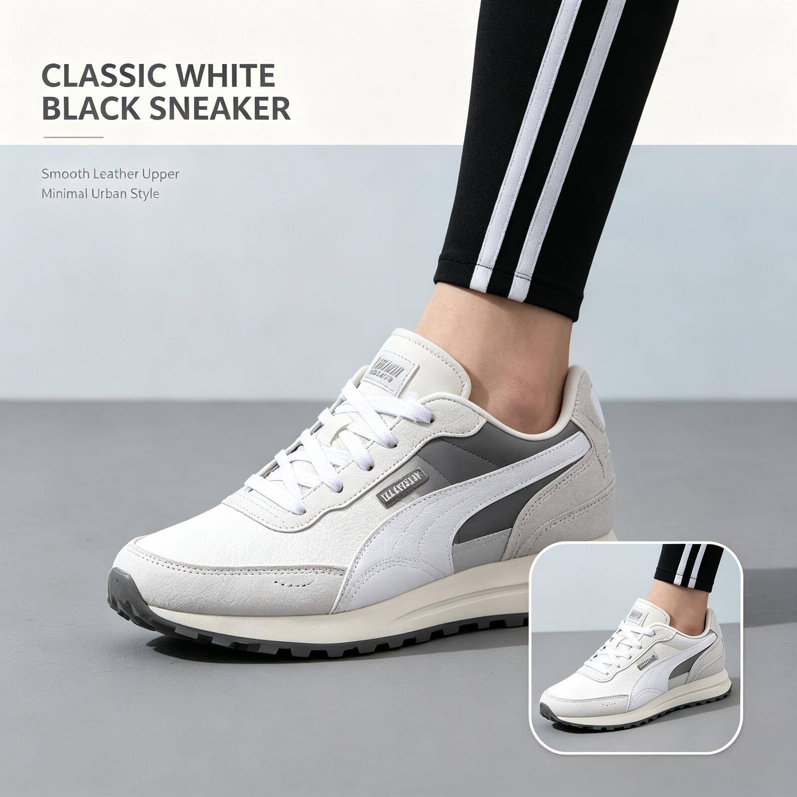 Men Shoes Puma - PUMA Męskie Białe Czarne Niskie Trampki