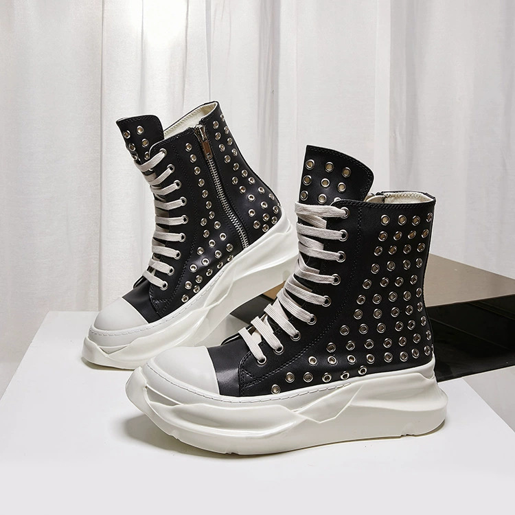 Men'S Shoes Zipper - Męskie buty vintage, wysokie platformy, skórzane