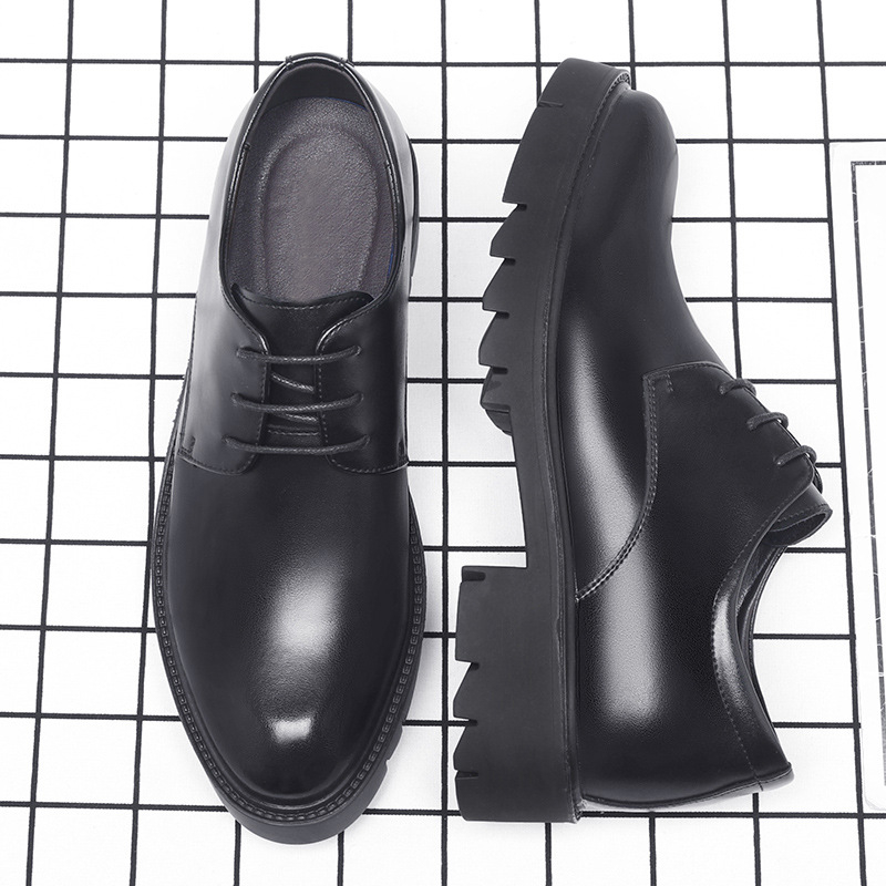Men Shoes Official - Męskie czarne skórzane sznurowane buty wizytowe
