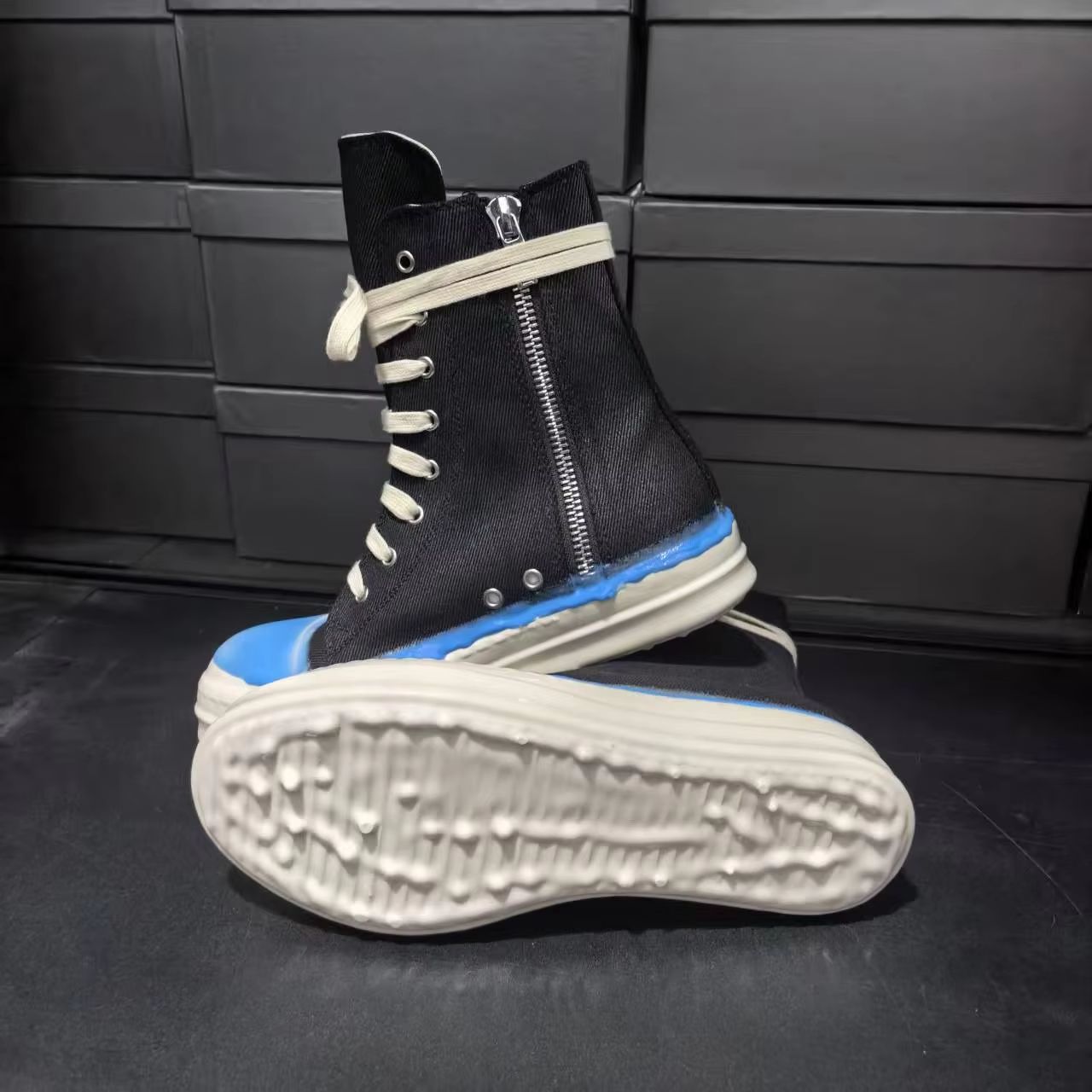 Men'S Shoes Zipper - Specjalnie zaprojektowane botki damskie sznurowane czarno-białe