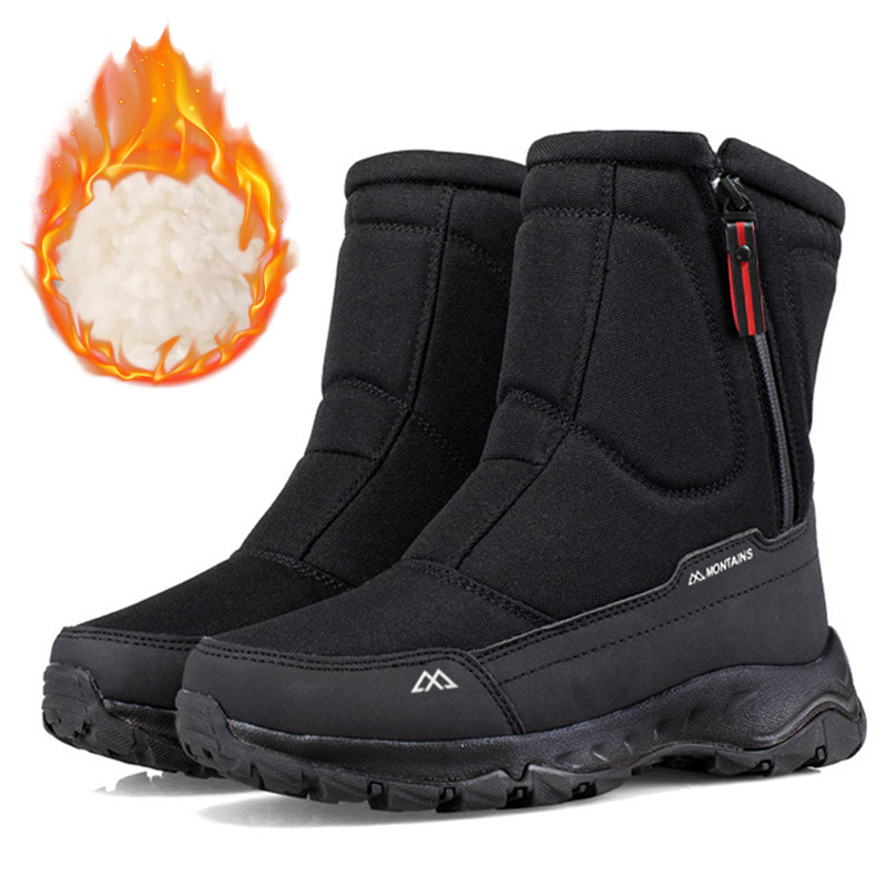 Men'S Shoes Zipper - Męskie zimowe wodoodporne ocieplane buty śniegowce