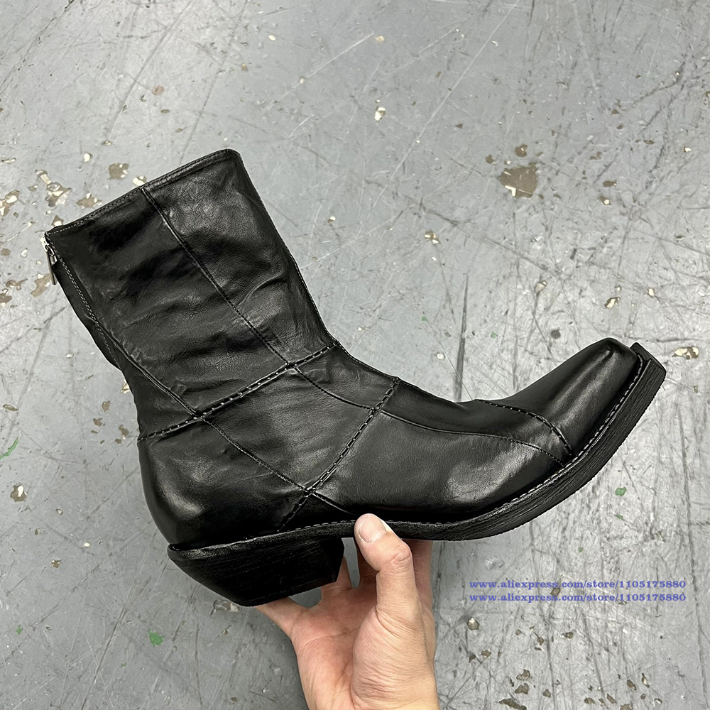Czarne skórzane męskie botki z – Men'S Shoes Zipper recenzja i cena