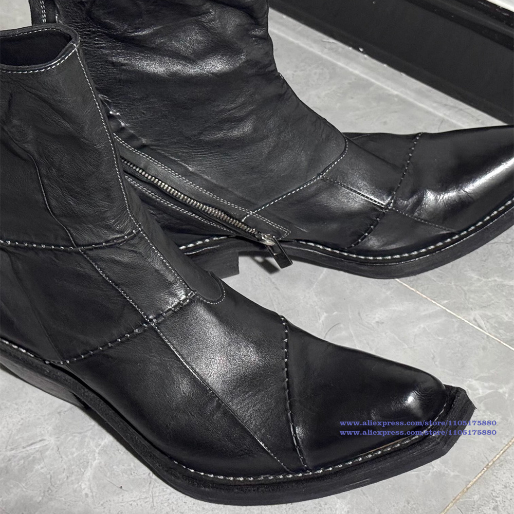 Czarne skórzane męskie botki z – Men'S Shoes Zipper recenzja i cena