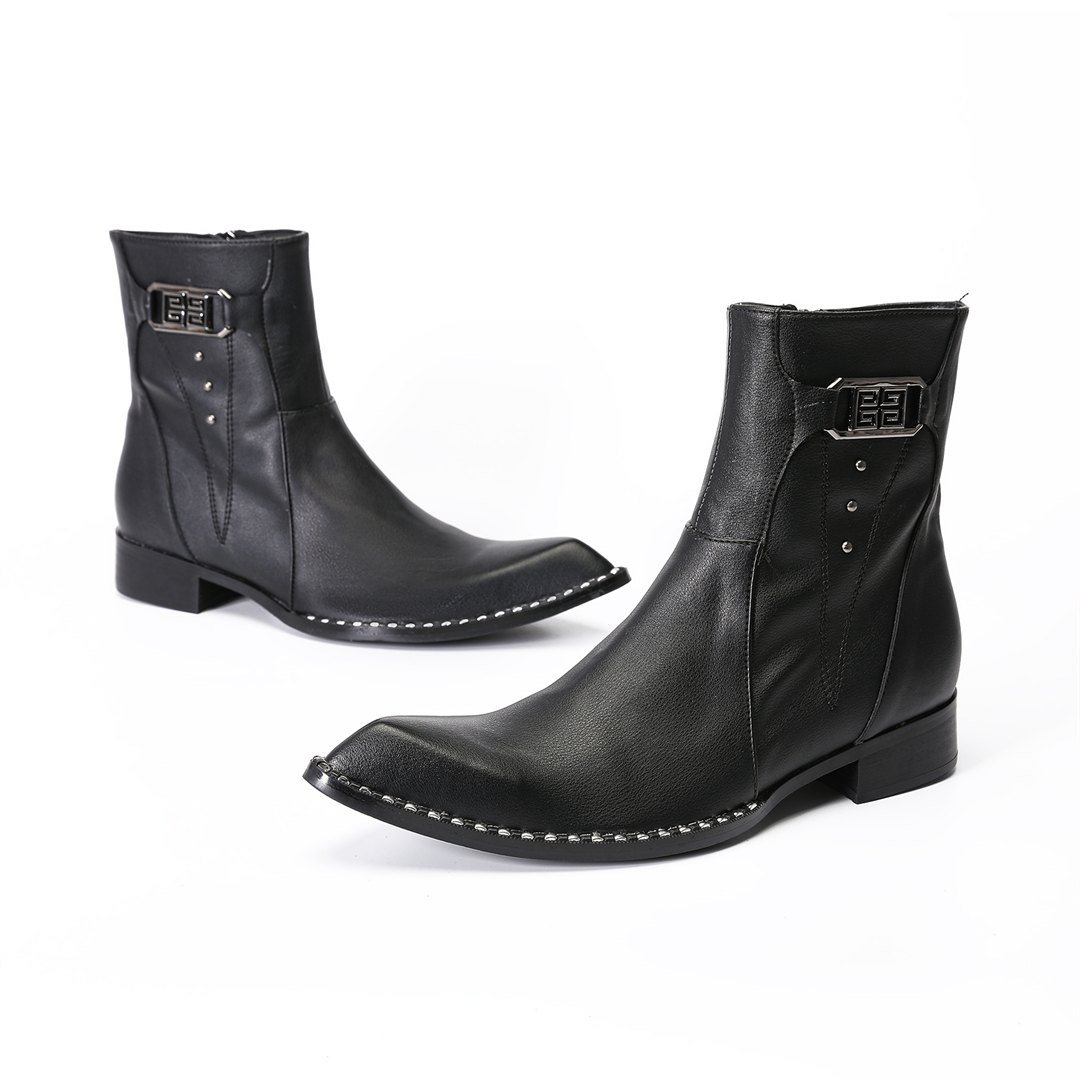 Modne czarne męskie botki ze s – Men Shoes Formal recenzja i cena