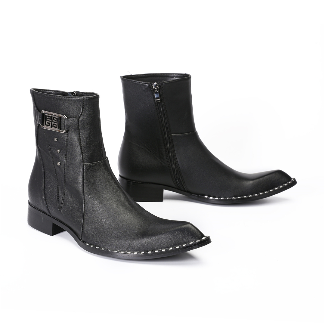 Modne czarne męskie botki ze s – Men Shoes Formal recenzja i cena