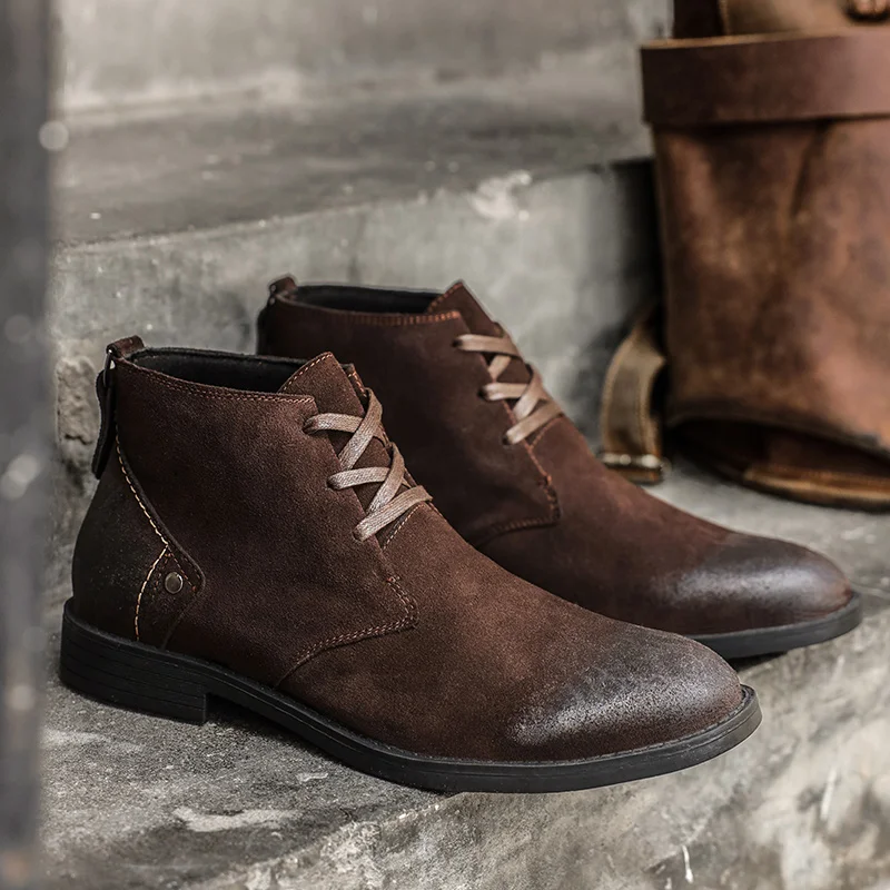 Nowe botki ze skóry zamszowej, – Men'S Shoes Zipper recenzja i cena