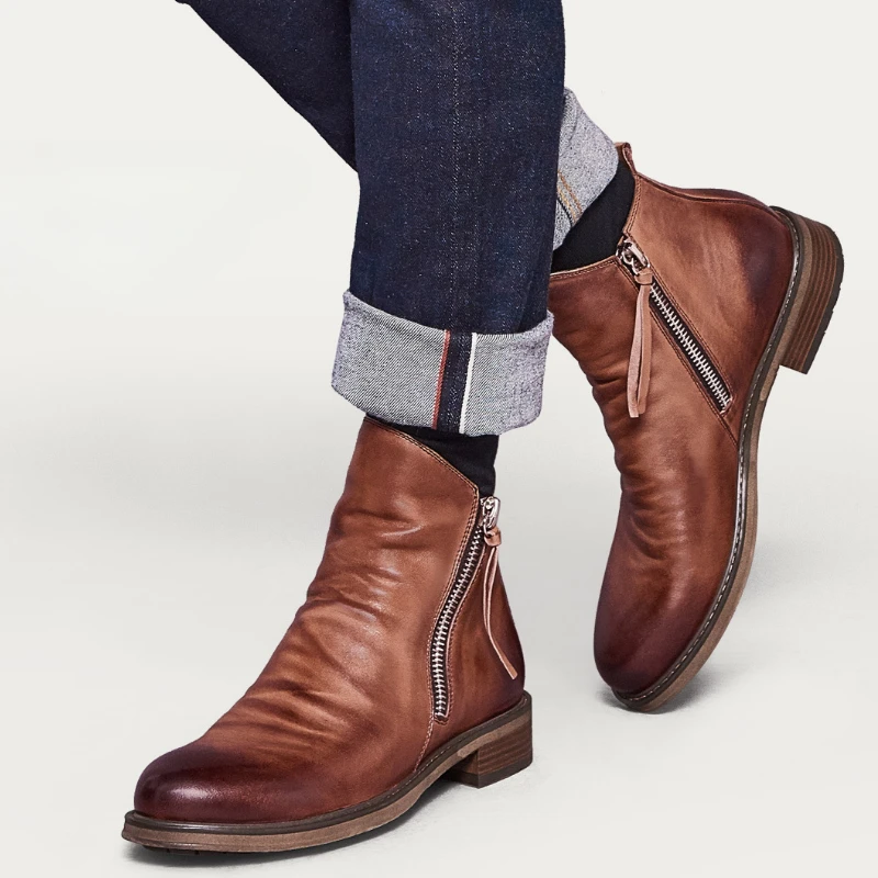 Męskie botki Chelsea, skórzane – Men'S Shoes Zipper recenzja i cena