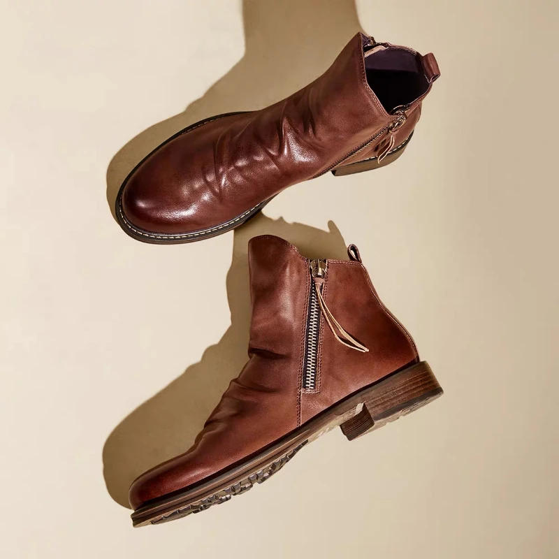Męskie botki Chelsea, skórzane – Men'S Shoes Zipper recenzja i cena