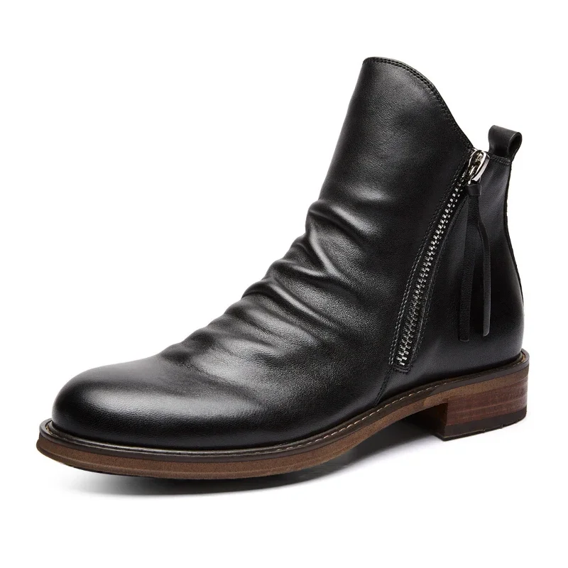 Męskie botki Chelsea, skórzane – Men'S Shoes Zipper recenzja i cena