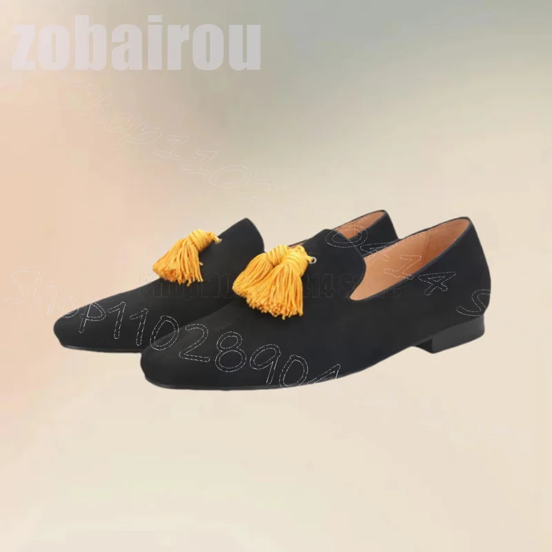 Żółte Frędzle Czarny Zamsz Męs – Men'S Shoes Yellow And Black recenzja i cena